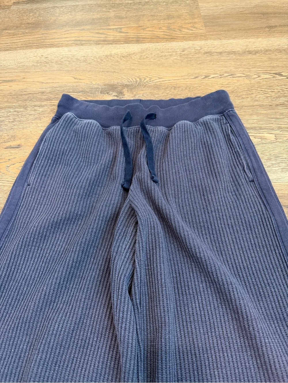 Aerie Essential Waffle Trouser Navy Blue Wide Leg Lounge Pants Size Medium - Picture 2 of 9